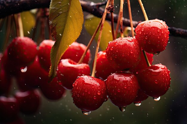 Ripe tasty cherries can only be found by picking from the branches of cherry trees Fruit