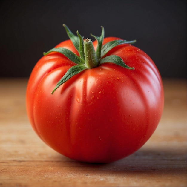 Ripe Tomato on Wooden Table Food Concept