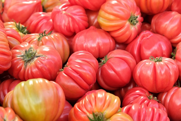 写真 南スペインの地元の市場で熟したトマト