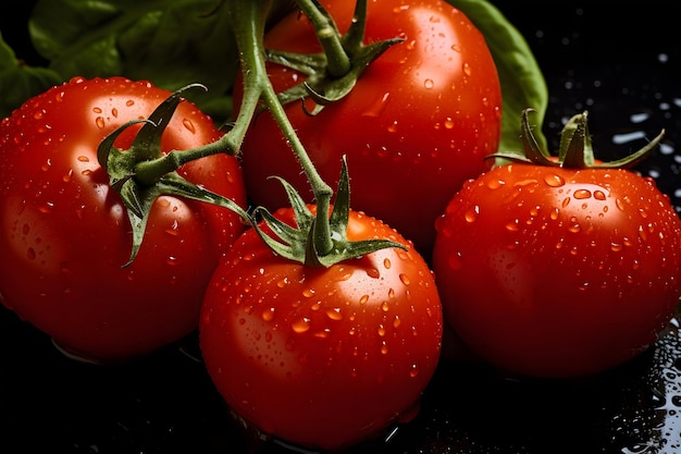 ripe tomatoes still attached to their green vine