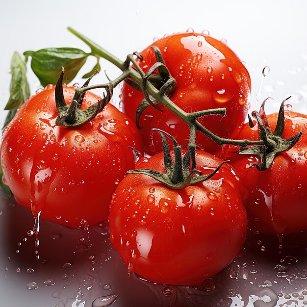 Ripe tomatoes with water drops