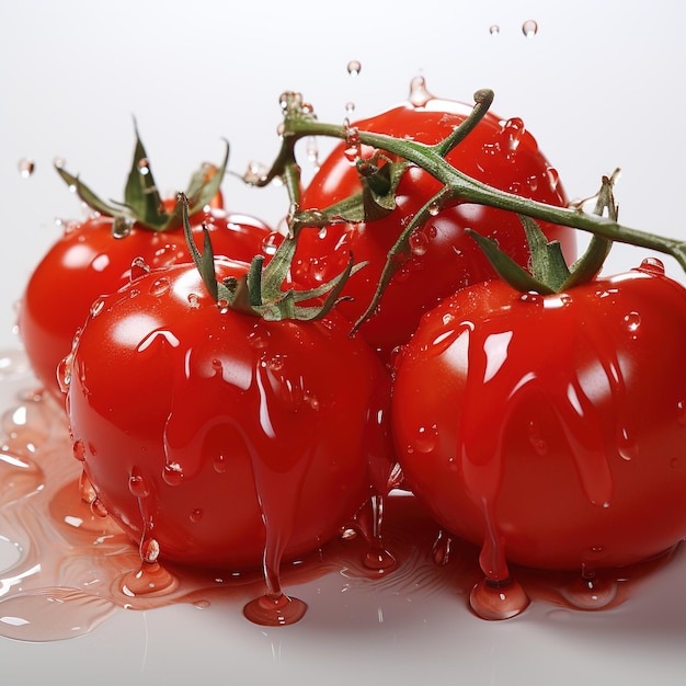 Ripe tomatoes with water drops