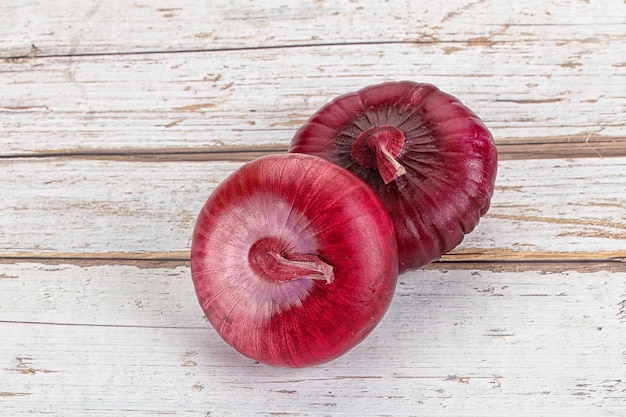 Ripe violet two onions for cooking