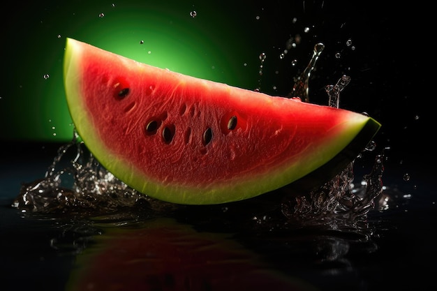 a ripe watermelon with slice cut