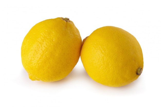 Ripe yellow lemon fruit isolated 