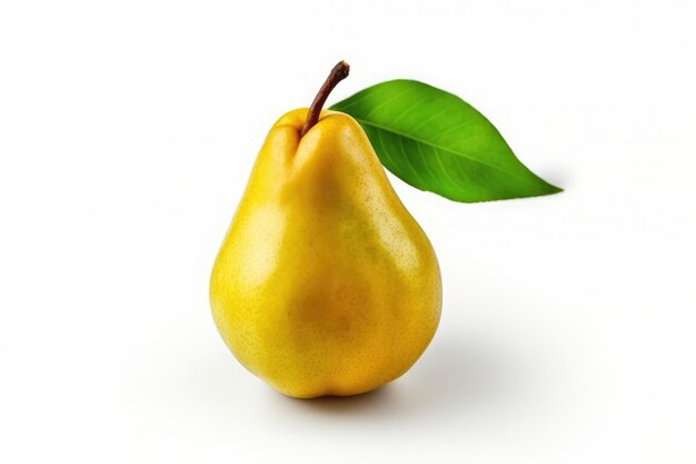 A ripe yellow pear isolated on white background