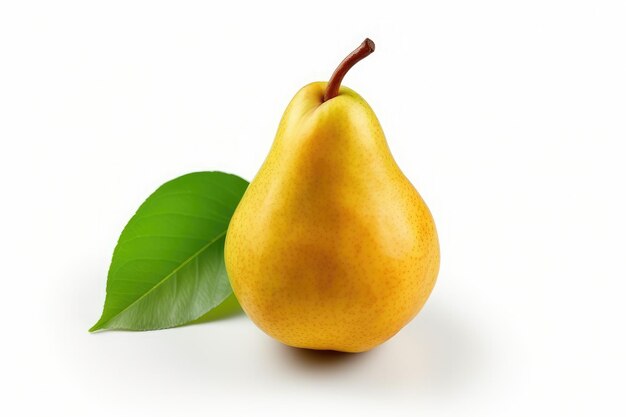 A ripe yellow pear isolated on white background