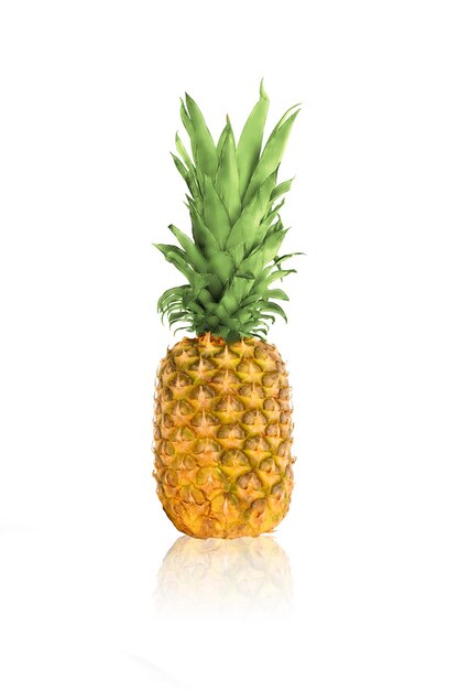 Ripe yellow pineapple isolated on white background