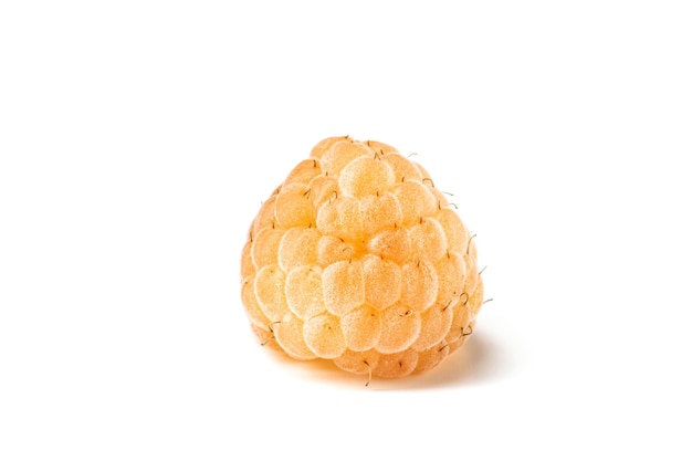 Ripe yellow raspberry isolated on white background