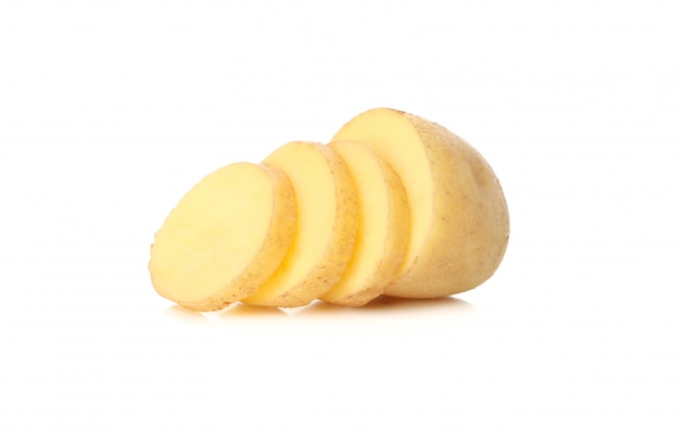 Ripe young potatoes isolated on white surface