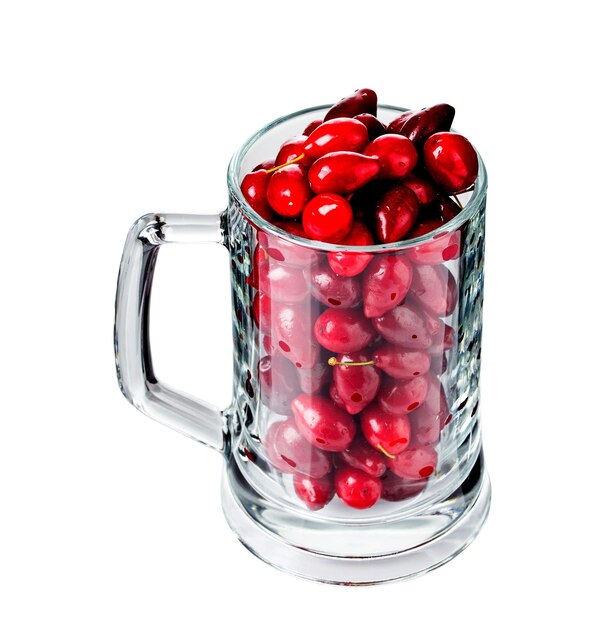 Riped dogwood berries in beer mug