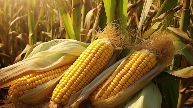 Ripened corn in the field