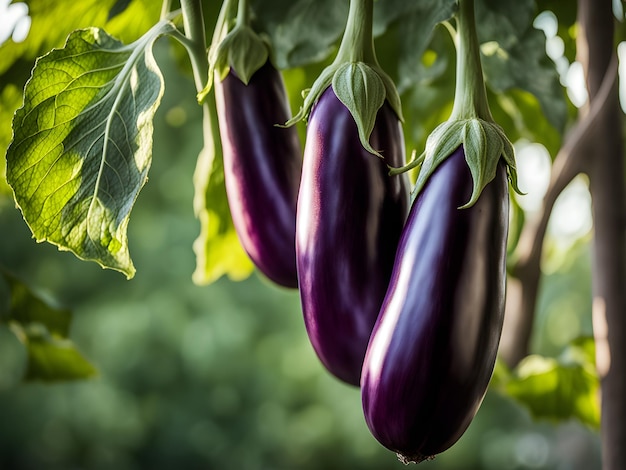 ripening eggplant fruit in the garden