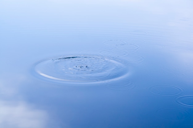 写真 青い水面に波紋