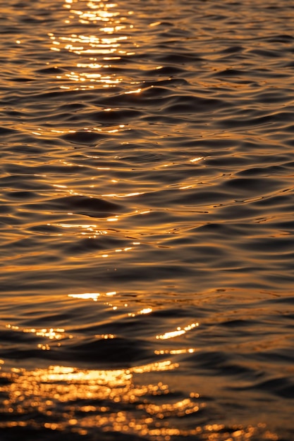 黄金の夕日の光海の波をクローズ アップと波紋海海の水面