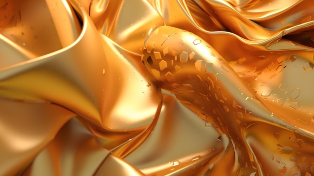 rippled golden silk fabric background