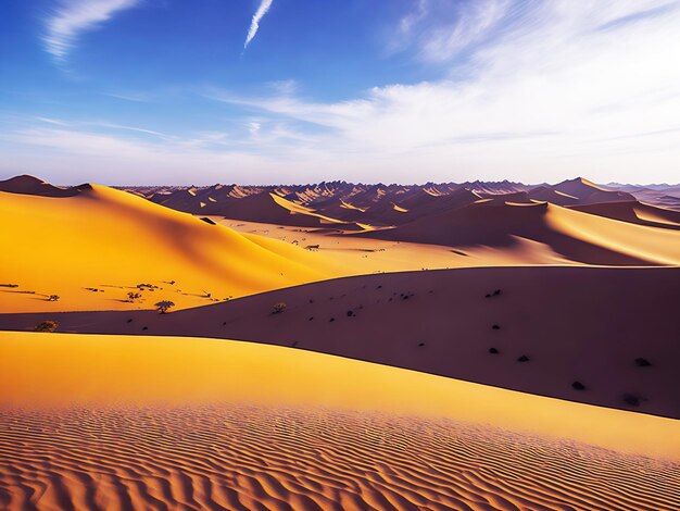 Rippled sand dune majestic mountain tranquil scene desert generative ai