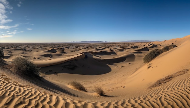 Rippled sand dunes in arid Africa beauty generated by AI