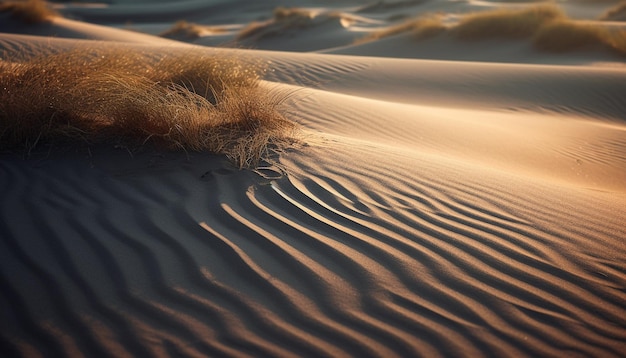 Rippled sand dunes in arid Africa beauty generated by AI