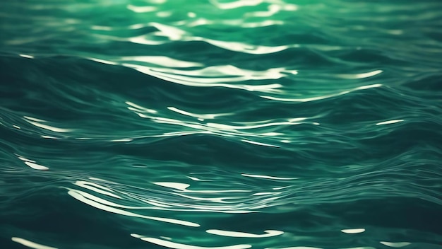 Rippled and splashed transparent dark green clear water surface texture water waves on an abstract s