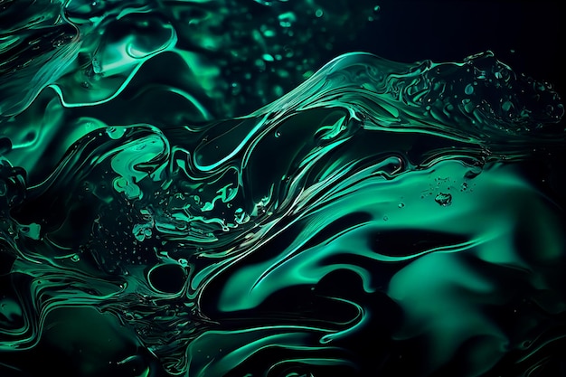 Rippled and splashed transparent dark green clear water surface texture Water waves on an abstract summer banner background with copy space Generative AI