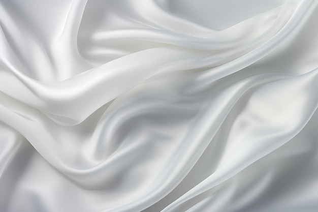 Rippled White Silk Satin Fabric Texture Background