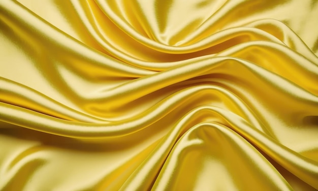 Rippled yellow satin fabric texture background