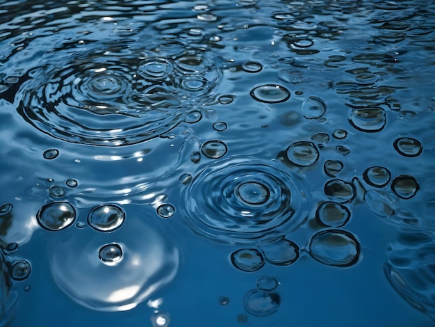 Ripples of reflection closeup view of blue water circles