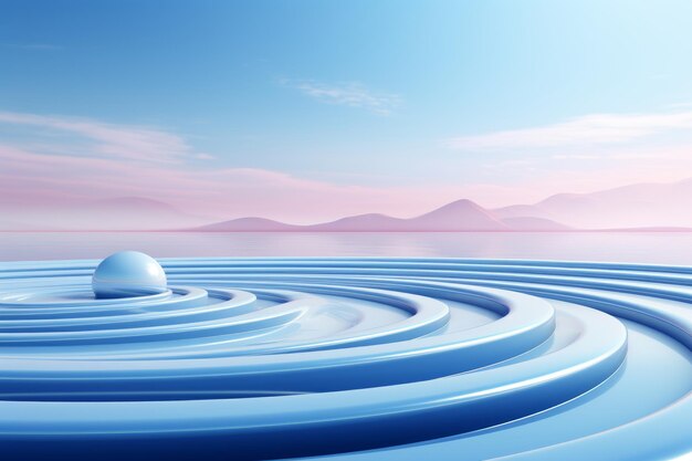 Photo ripples of serenity zen spirit reflected on a blue surface 115