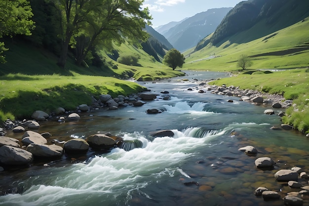 Rippling Stream Through the Valley