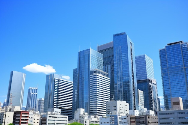 写真 建物の高さと青い空