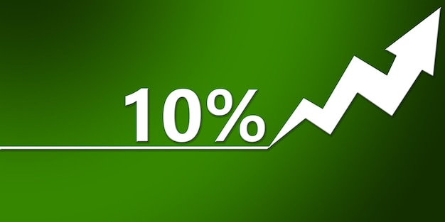 Rising prices or inflation with arrow going up and 10 percent word