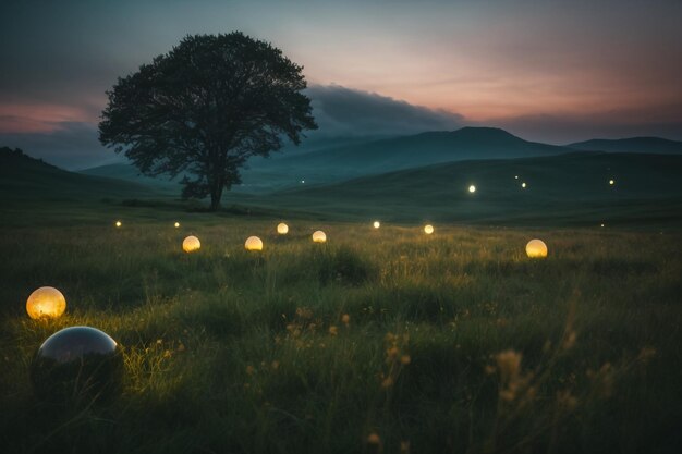 Rising sun illuminates fog from underneath making fog glow eerily