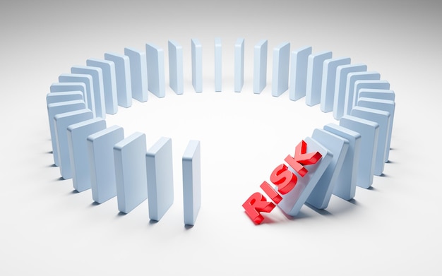 Risk is in the domino effect Dominoes placed in a circle and falling