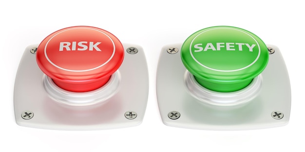 Риск и безопасность нажатие кнопки 3D рендеринг