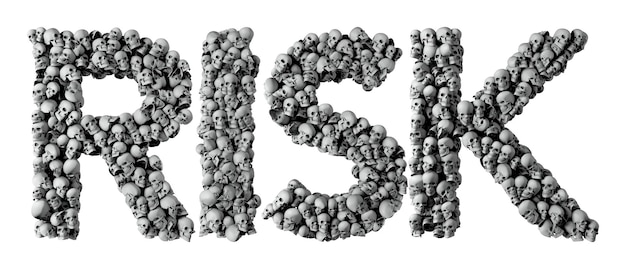 Risk word made from a skull font 3D Rendering