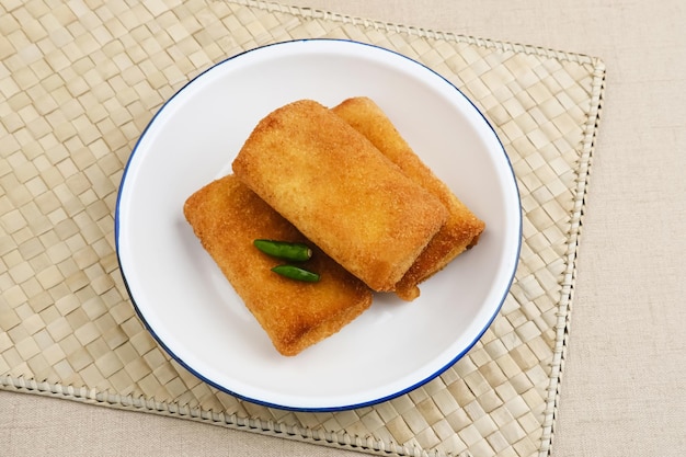 Risoles Rogout Indonesian traditional savory snack Filled with chicken chopped and mix vegetable