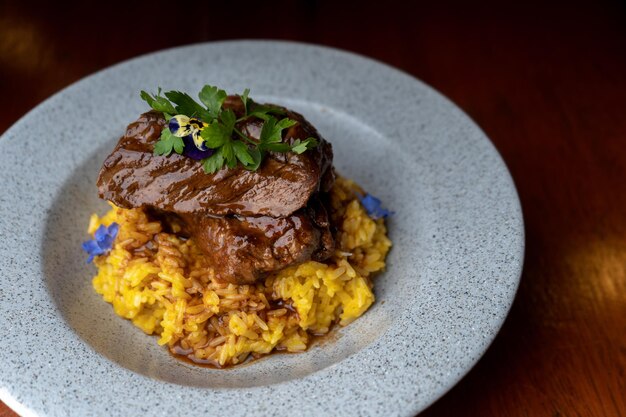 Risoto de carte de alpaca, plato tipico del Peru