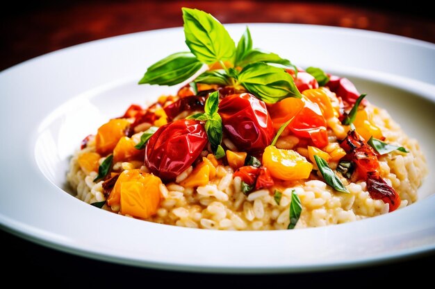 Photo risotto alla zucca pumpkin risotto garnished with roasted pumpkin seeds