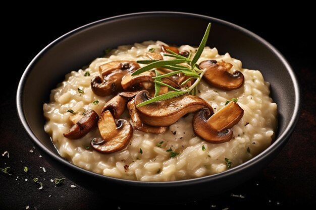 Risotto met paddenstoelen in een kom Generatieve AI