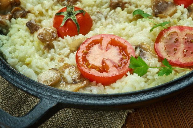 Risotto Pizza,  Italians cook rice  for kids of all ages.