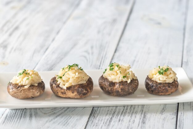 Risotto stuffed mushrooms