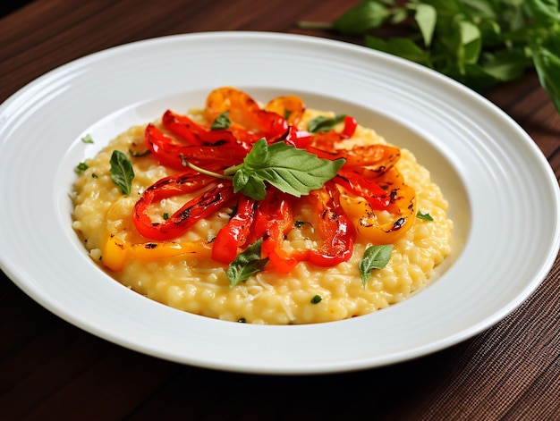 risotto with peppers and scamorza cheese generated ai