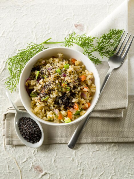 Risotto with poppy seed and carrotshealthy food