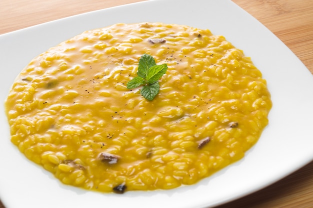 Risotto with saffron and mushrooms