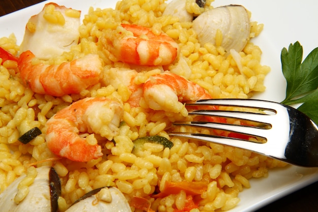 risotto with seafood and shrimps