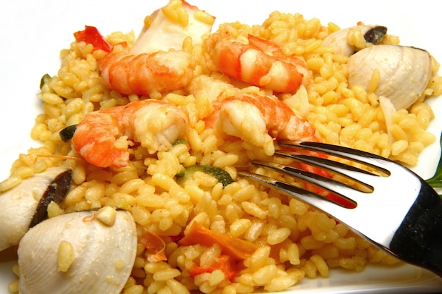 risotto with seafood and shrimps