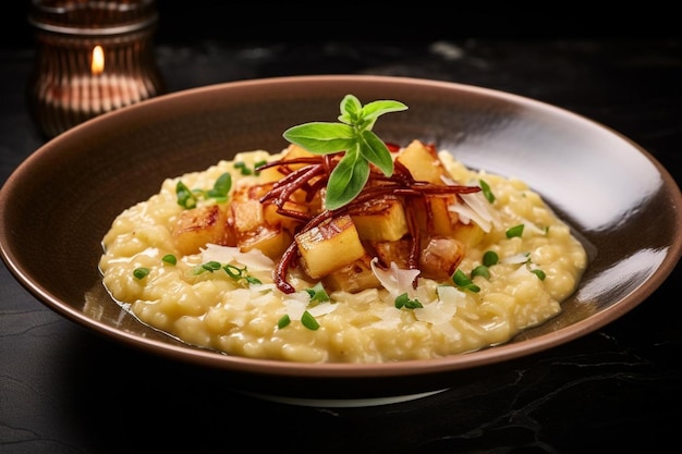 risotto with smoked cheese and apples yummy delicious lasagnarisotto image