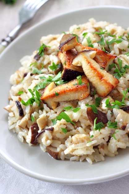 Risotto with white mushrooms