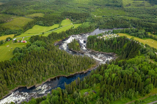 Ristafallet waterfall in the western part of Jamtland is listed as one of the most beautiful waterfalls in Sweden